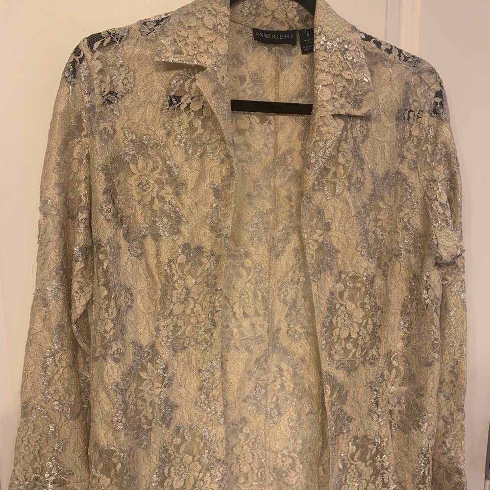 Formal jacket/ shirt beige with silver lace